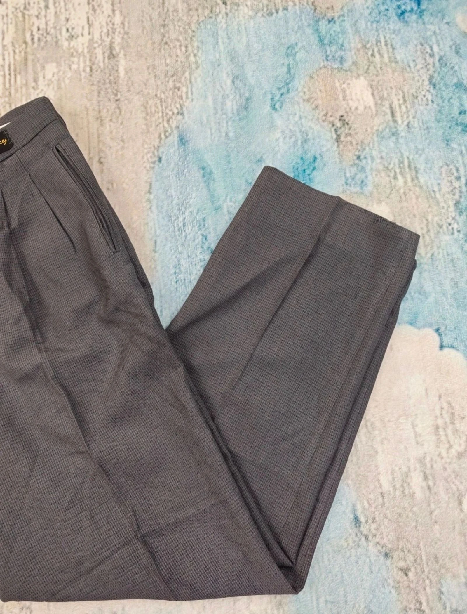 Emidio Tucci Pantalons rayés en laine plêssée à carreaux pour homme gris vintage Old Money Taille 48 – photo 3